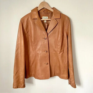 Cabela's Y2K Brown  Leather Button Up Blazer Jacket